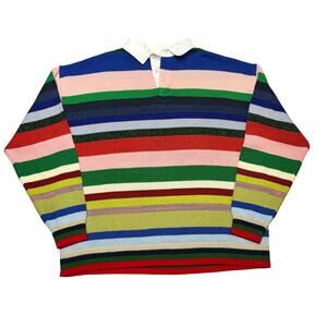 Saint Michael RGR Knit Shirt Men's XL Multicolor Stripe Rugby Polo Streetwear